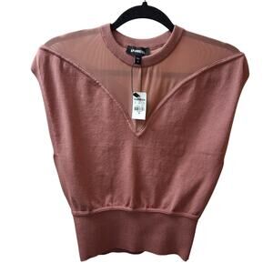 Express Women's Dusty Rose Body Contour Mesh Cap Sleeves Sweater Top Size-XS